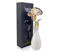 LUMITERRA Cadeaux de Fête des Mères pour Femmes - Rose Eternelle sous Cloche, Fleur Éternelle Galaxy Étoilée La Belle et la Bête, Fleur Artificielle Création Florale Cadeau pour Maman, Grand-mère