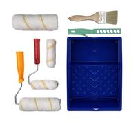 LUMITERRA Rouleau Kit 9 Pièces, 7 Pouces Bac, 2 Rouleaux de Peinture (16.5cm), 2 Rouleau Peinture(10.5cm), 2 Manche, Bâtonnet Mélangeur Peinture, Pinceau, Kit pour Murs et Plafonds Peinture Mur