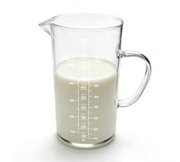 LUMITERRA Verre Mesureur en Verre, 1L, Verre Doseur avec Anse, Diamètre 9.5 x H 17.5 cm, Transparent avec des Graduations Claires pour une Lecture et une Utilisation Faciles, Passe au Lave Vaisselle