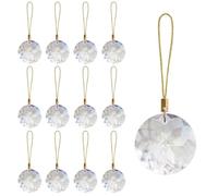 LUMITI Lot de 12 Boules de Noël en Verre de Cristal, Mini Prisme Rond de 3,5 cm, décorations de Sapin de Noël, décoration à Suspendre pour fête de Mariage, décoration d'intérieur (Transparent)