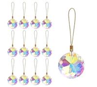 LUMITI Lot de 12 Boules de Noël en Verre de Cristal, Mini Prisme Rond de 3,5 cm, décorations de Sapin de Noël, décoration à Suspendre pour fête de Mariage, décoration d'intérieur (Cristal AB)