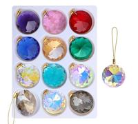 LUMITI Lot de 12 Boules de Noël en Verre de Cristal, Mini Prisme Rond de 3,5 cm, décorations de Sapin de Noël, décoration à Suspendre pour fête de Mariage, décoration d'intérieur (Multicolore)