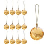 LUMITI Lot de 12 Boules de Noël en Verre de Cristal, Mini Prisme Rond de 3,5 cm, décorations de Sapin de Noël, décoration à Suspendre pour fête de Mariage, décoration d'intérieur (doré)