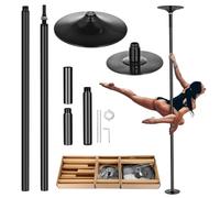 LUMIVO Barre de pole dance - 45 mm - Réglable en hauteur de 216 à 279 cm - Statique et rotative - Avec rallonge - Acier chromé - Pas de perçage - Pour pole dance en intérieur, gymnastique, fitness