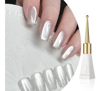 LUMKMAS Vernis à ongles gel, blanc pailleté, vernis à ongles gel magnétique, vernis à ongles gel œil de chat hautement pigmenté, gel UV/LED Soak Off résistant aux éclats pour manucure française