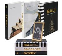 LUMNEST Lot de 3 Livres décoratifs pour décoration d'intérieur - Livres de décoration en Feuille Noire et dorée pour Table Basse - Couverture Rigide décorative - Faux Livres pour bibliothèque