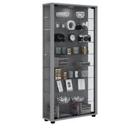 Lumo Maxi Vitrine, 2 portes vitrées, tablettes en verre, éclairage incluss LED, argent.