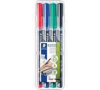 Lumocolor 317, Feutres Permanents À Pointe Moyenne Pour Toutes Les Surfaces, Sans Xylène Ni Toluène, Set De 4 Couleurs Lumineuses, Pointe Ogive De 1.0 Mm, 317 Wp4