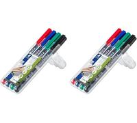 Lumocolor 317, Feutres Permanents À Pointe Moyenne Pour Toutes Les Surfaces, Sans Xylène Ni Toluène, Set De 4 Couleurs Lumineuses, Pointe Ogive De 1.0 Mm, 317 Wp4