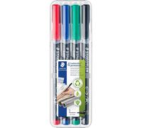 Lumocolor 317, Feutres Permanents À Pointe Moyenne Pour Toutes Les Surfaces, Sans Xylène Ni Toluène, Set De 4 Couleurs Lumineuses, Pointe Ogive De 1.0 Mm, 317 Wp4