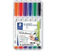 Lumocolor 341 - Etui Chevalet Box 6 Marqueurs Compacts Effaçables À Sec Pointe Ogive 1 À 2 Mm Assortis