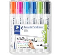 Lumocolor 351, Marqueurs Pour Tableau Blanc Effaçables À Sec, Sans Xylène Ni Toluène Et Quasi-Inodore, Pointe Ogive De 2 Mm, Étui Chevalet Avec 6 Couleurs Assorties, 351 Wp6-1