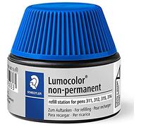 Staedtler Flacon recharge Lumocolor 487 15 - 15 ml pour feutres non-permanents 311/312/315/316 Bleu