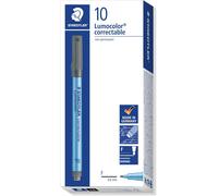 Lumocolor Correctable, Feutres Noirs Non-Permanents Effaçables À Sec, Pointe Fine, Encre À Base D'eau Quasi Inodore, Boîte En Carton Avec 10 Feutres Assortis, 305 F-9 Ve[X302]