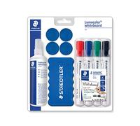 Staedtler - Kit Lumocolor pour tableau blanc G, 4 marqueurs, brosse magnétique, spray, 4 aimants