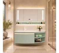 LumoHaus Bathroom Vanity Units with Basin, Wall Mounted Bathroom Mirror Cabinet, Vanity Unit with Basin, Under Sink Bathroom Cabinet Storage for Bathroom