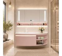 LumoHaus Bathroom Vanity Units with Basin, Wall Mounted Bathroom Mirror Cabinet, Vanity Unit with Basin, Under Sink Bathroom Cabinet Storage for Bathroom