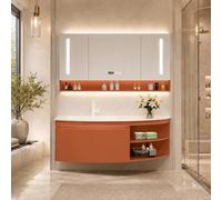 LumoHaus Bathroom Vanity Units with Basin, Wall Mounted Bathroom Mirror Cabinet, Vanity Unit with Basin, Under Sink Bathroom Cabinet Storage for Bathroom