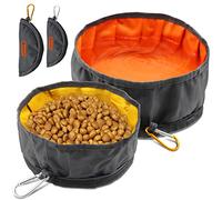 LumoLeaf Lot de 2 grandes gamelles de voyage pliables pour chien, 1,927,8 g/2,268 g, gamelles légères et pliables pour eau et nourriture pour animaux de compagnie avec fermeture éclair (8 + 10 tasses)