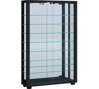 LumoMini vitrine avec miroir 2 portes en verre noir.