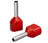 Lumonic 100 x 1mm² TWIN embouts isolés rouge I La longueur de l'embout jumelé pour 2 câbles est de 8mm I Étamé pour protéger de la corrosion
