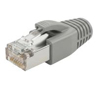 Lumonic 100x Connecteur réseau RJ45 Gris I avec décharge de Traction, Aide à l'insertion & Protection Anti-pli I Fiche à sertir pour câbles réseau LAN CAT5, CAT6 et CAT7