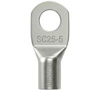 Lumonic 10x Cosse tubulaire 25mm² vierge | M5 | cuivre étamé | connexion sûre des câbles sans soudure | SC25-5, Lot de 10 cosses à sertir, connecteurs à sertir |