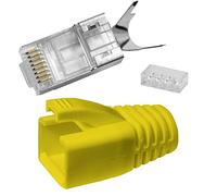 Lumonic 10x fiche réseau RJ45 jaune I Avec décharge de traction, aide à l'insertion & protection anti-pli I Fiche à sertir pour câbles réseau LAN CAT5