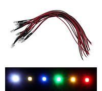 Lumonic 10x LED super claires avec résistance pour applications 12V - LEDs haute puissance avec câble de connexion à souder pour DIY en couleur blanc 3000K - Diamètre: 5mm