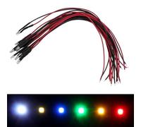 Lumonic 10x LED super claires avec résistance pour applications 24V - LEDs haute puissance avec câble de connexion à souder pour DIY en couleur verte - Diamètre: 3mm