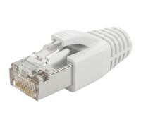 Lumonic 20x connecteur réseau RJ45 mâle Blanc I avec décharge de Traction, Aide à l'insertion & Protection Anti-pli I Fiche à sertir pour câbles réseau LAN CAT5, CAT6 et CAT7