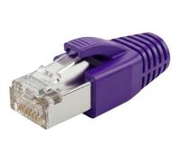 Lumonic 20x Connecteur réseau RJ45 Mâle Violet I avec décharge de Traction, Aide à l'insertion & Protection Contre Les Plis I Fiche à sertir pour câbles réseau LAN CAT5, CAT6 et CAT7