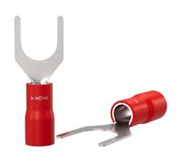 Lumonic 25x Cosse de câble à fourche 0,5-1,5mm² partiellement isolée | M5 | cuivre étamé | connexion sûre des câbles sans soudure | Lot de 25 cosses à sertir, connecteurs à sertir | Véhicules automobi