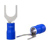 Lumonic 25x Cosse de câble à fourche 1,5-2,5mm² partiellement isolée | M5 | cuivre étamé | connexion sûre des câbles sans soudure | Lot de 25 cosses à sertir, connecteurs à sertir | Véhicules automobi