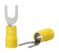 Lumonic 25x Cosse de câble à fourche 4,0-6,0mm² partiellement isolée | M4 | cuivre étamé | connexion sûre des câbles sans soudure | Lot de 25 cosses à sertir, connecteurs à sertir | Véhicules automobi