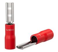 Lumonic 25x Douille à languette 0,5-1,5mm² Rouge | pour fiche plate 0,8 x 2,8mm | partiellement isolée | Connecteur de câble sans soudure | laiton étamé | Automobile, construction mécanique