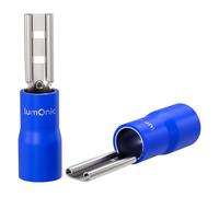 Lumonic 25x Douille à languette 1,5-2,5mm² Bleu | pour fiche plate 0,8 x 2,8mm | partiellement isolée | Connecteur de câble sans soudure | laiton étamé | Automobile, construction mécanique
