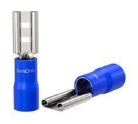 Lumonic 25x Douille à languette 1,5-2,5mm² Bleu | pour fiche plate 0,8 x 4,8mm | partiellement isolée | Connecteur de câble sans soudure | laiton étamé | Automobile, construction mécanique