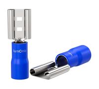 Lumonic 25x Douille à languette 1,5-2,5mm² Bleu | pour fiche plate 0,8 x 6,4mm | partiellement isolée | Connecteur de câble sans soudure | laiton étamé | Automobile, construction mécanique