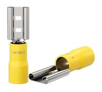 Lumonic 25x Douille à languette 4,0-6,0mm² Jaune | pour fiche plate 0,8 x 6,8mm | partiellement isolée | Connecteur de câble sans soudure | laiton étamé | Automobile, construction mécanique