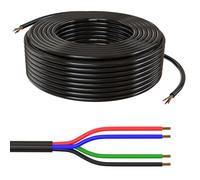 Lumonic 4x0,34mm² RGB LED Ligne de contrôle Noir 20m | câble gainé 4 Fils Flexible | LiYY Extension, Câble d'alimentation, Câble d'alimentation LED, Câble de Commande