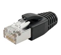 Lumonic 50x Connecteur réseau RJ45 Noir I avec décharge de Traction, Aide à l'insertion & Protection Anti-pli I Fiche à sertir pour câbles réseau LAN CAT5, CAT6 et CAT7