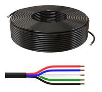 Lumonic 5x 0,34mm² Câble de commande LED RGBW noir 200m I Câble gainé 5 fils flexible I Câble de commande blindé, rallonge LiYY, câble électrique