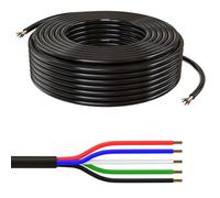 Lumonic 5x 0,34mm² RGBW LED câble de commande noir 50m I Câble gainé 5 fils flexible I Câble de commande blindé, rallonge LiYY, câble électrique