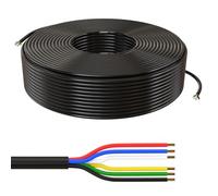 Lumonic 6x0,34mm² RGBW CCT LED Ligne de contrôle Noir 100m | câble gainé 6 Fils Flexible | LiYY Extension, Câble d'alimentation, Câble d'alimentation LED, Câble de Commande