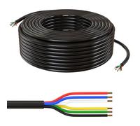 Lumonic 6x0,34mm² RGBW CCT LED Ligne de contrôle Noir 5m | câble gainé 6 Fils Flexible | LiYY Extension, Câble d'alimentation, Câble d'alimentation LED, Câble de Commande