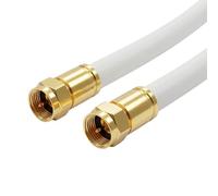 Lumonic 7,5m Câble d'antenne RG6 | Fiches F droites plaquées or | Blanc | quadruple blindage 120dB | prêt à l'emploi | Câble coaxial, câble satellite, DVB-T2, Internet par câble