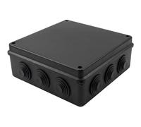 Lumonic Boîte de distribution en saillie IP65 noir | extra large, 200x200x80mm, 12 entrées de câble | Couvercle vissé | PVC de haute qualité | Grand espace intérieur pour les profilés chapeau, les bor