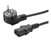 Lumonic Câble d'alimentation Schuko coudé à 90° vers C13, noir, 2 m, 230 V - La fiche coudée à 90° permet de gagner de la place, pour les postes de travail proches d'un mur, sortie de câble affleurant