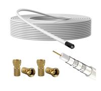 Lumonic Câble d'antenne RG6 135dB 10m + 4x fiches F | 5 fois blindé - Fini les perturbations d'image | Câble SAT, câble coaxial Internet, câble TV